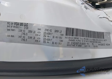 2020 Dodge Grand Caravan Se z USA, uszkodzony, nr VIN 2C4RDGBG7LR195099